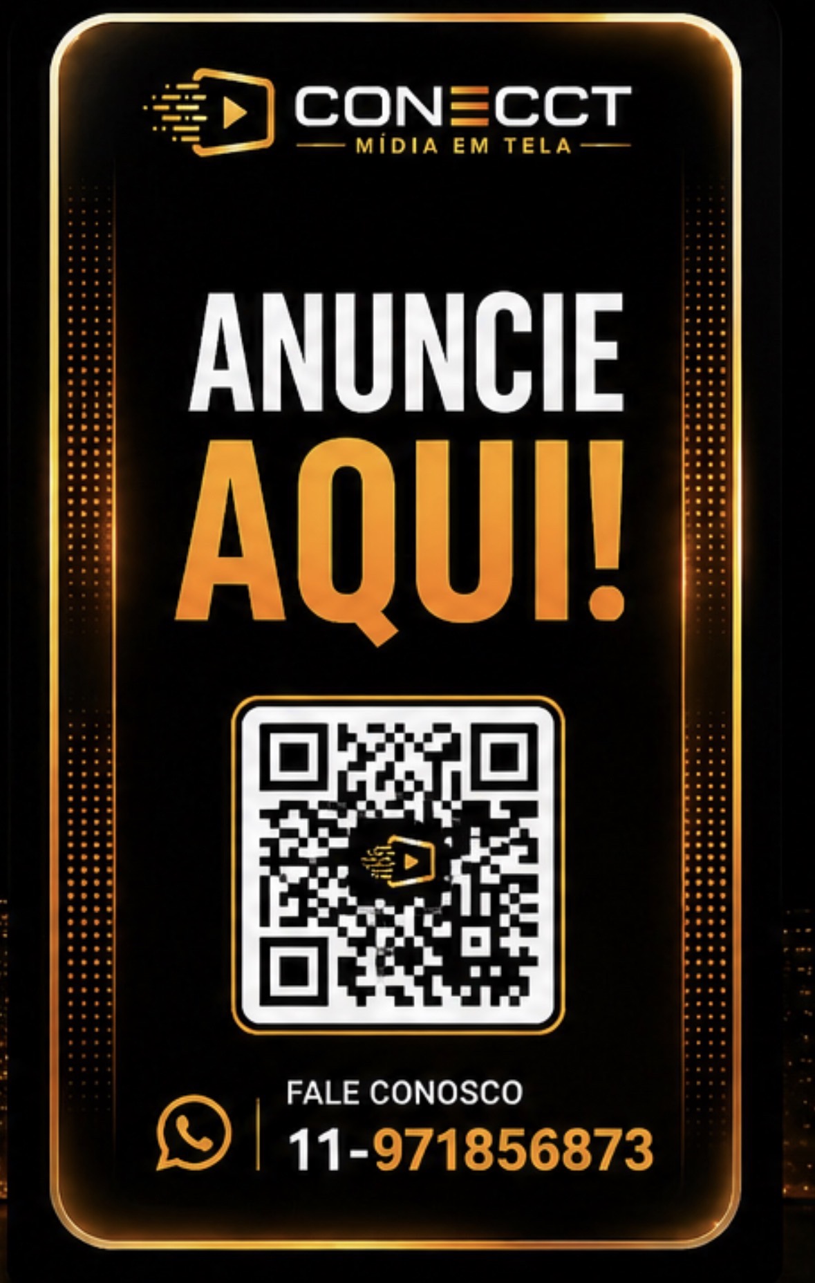 Exemplo da tela CONECCT Mídia em Tela - Anuncie Aqui